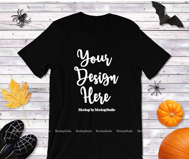 Download Halloween T Shirt Mock Up Autumn Leaf Blank Shirt Flat Lay Youth Teen Jersey Tee Fall Bella Canvas 3001 Black Unisex Women Shirt Display Clip Art Art Collectibles Safarni Org