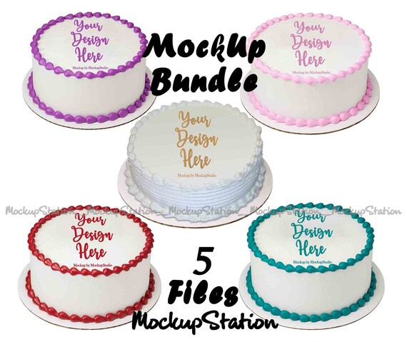 Download Round Cake Mockup Bundle Edible Cake Print Mock Up Set Etsy