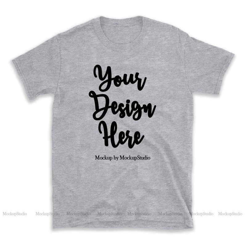 Download Sports Gray Gildan 64000 Shirt Mockup TShirt Flat Lay On ...