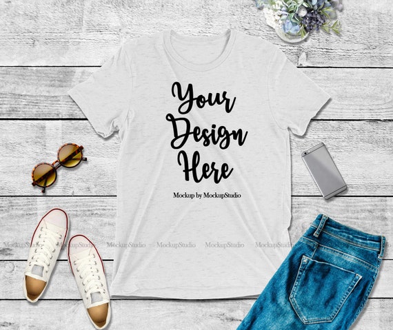 Bella Canvas 3413 White Blank Unisex Women T Shirt Mock Up Etsy