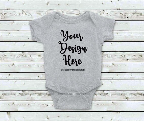 Gray Baby Bodysuit Mockup Toddler Newborn Blank Infant Shirt Etsy