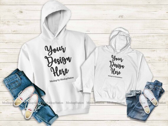 Download Mommy And Me White Hoodie Mockup Matching Family Hooded Etsy
