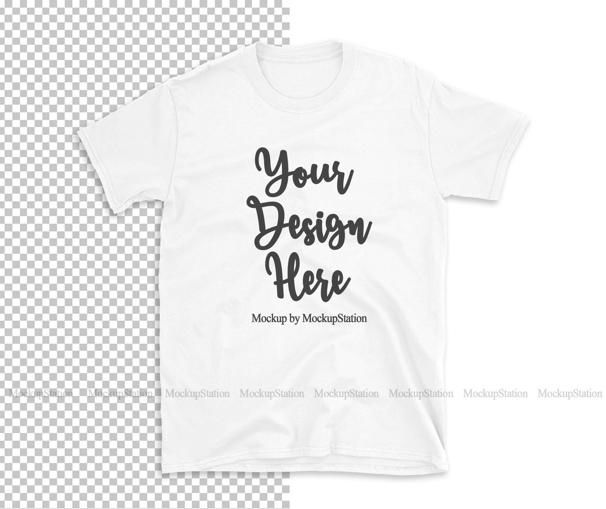 Download White Gildan 64000 Shirt Mockup On White And Transparent Etsy