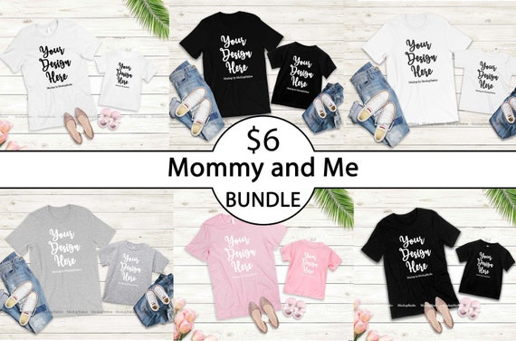 Mommy and Me Tshirt Mockup Bundle, Matching Family Toddler Shirt Mock Up, Mother's Day Mockup