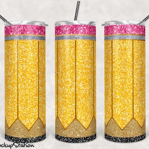 Pencil Tumbler PNG 20oz Skinny Design Sublimation, Teacher Tumbler Digital Download Template