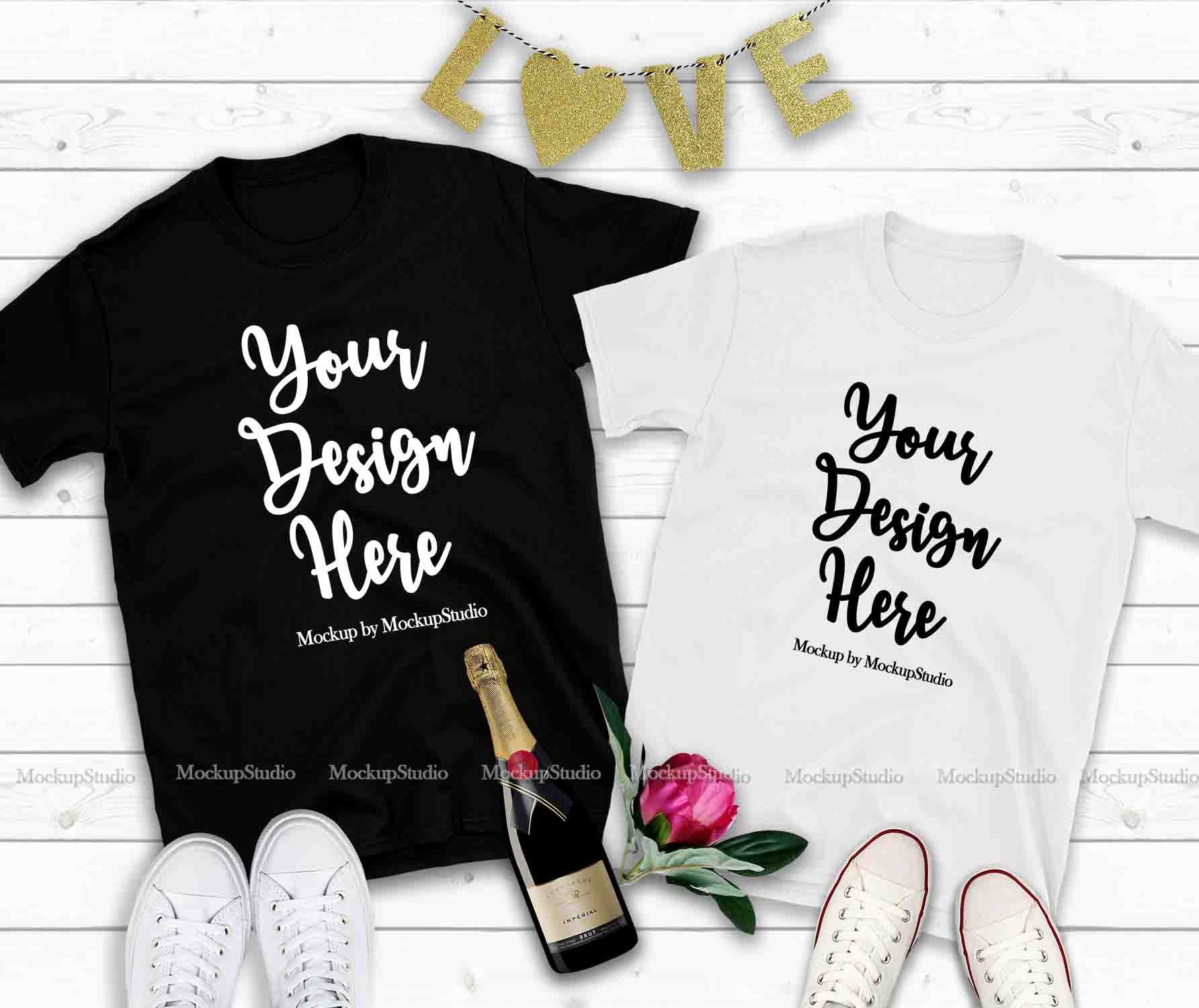 Download Couple Two T Shirts Mockup Valentine Shirt Mock Up His And Etsy