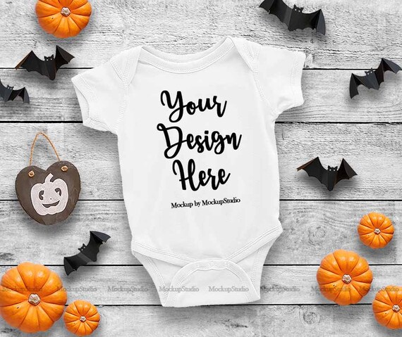 Halloween Newborn White Blank Baby Bodysuit Mockup Toddler Etsy