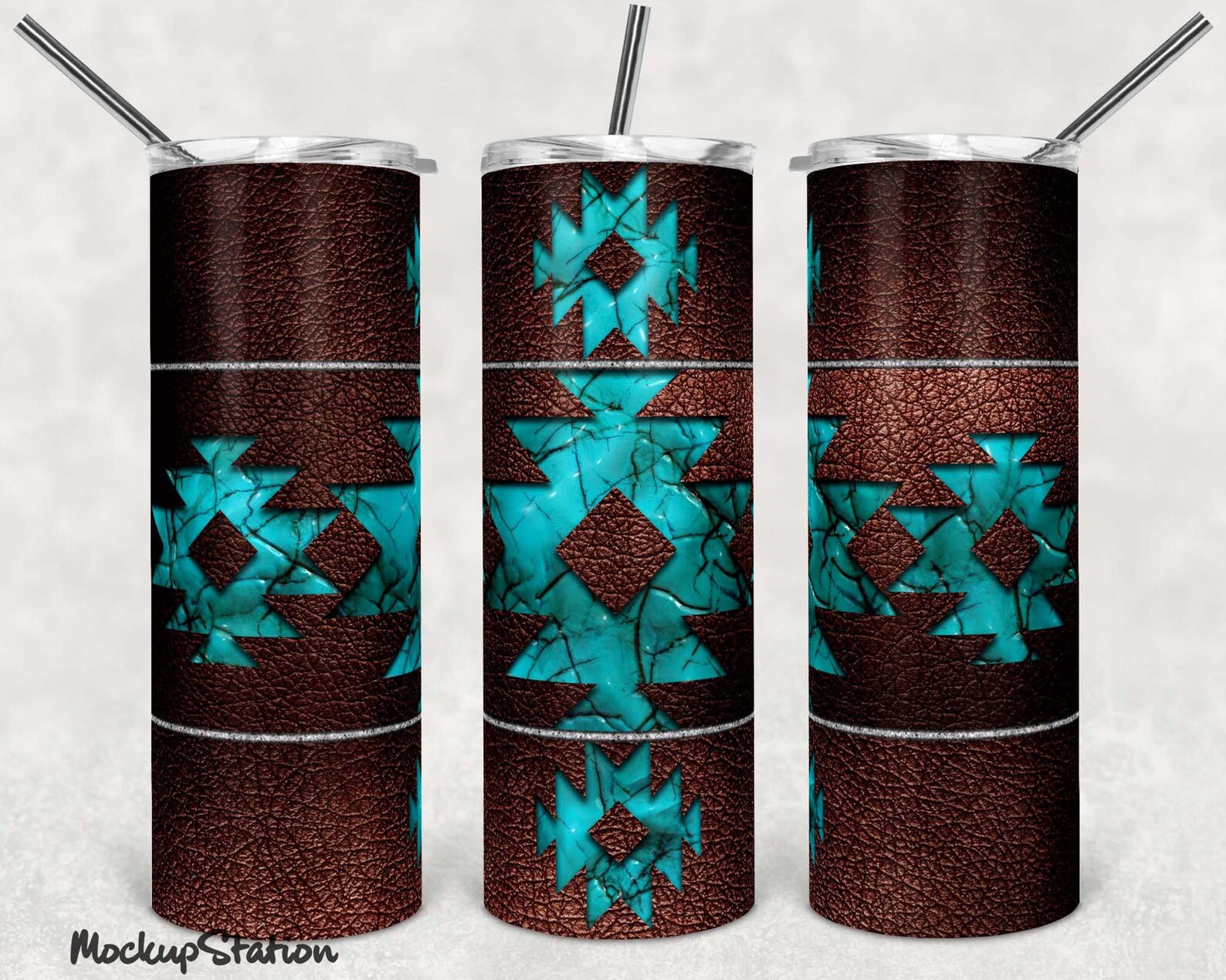 Western 20oz Skinny Tumbler Design Sublimation PNG, Southwest Leather ...