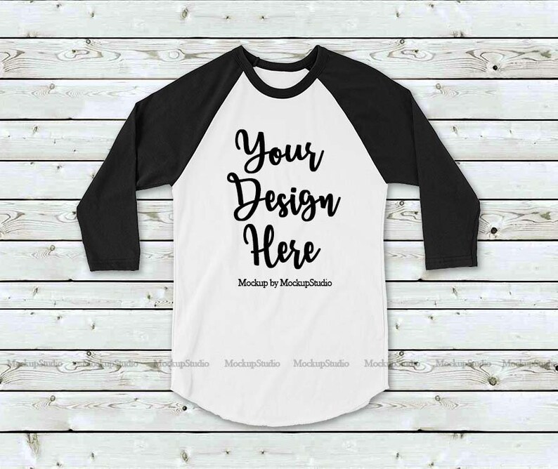 Download Black and White Raglan Mockup Baseball Shirt Mock Up Raglan | Etsy