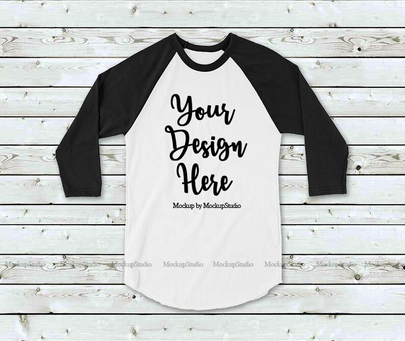 Download Black and White Raglan Mockup Baseball Shirt Mock Up ...