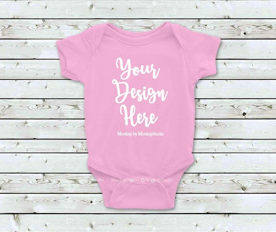 Pink Baby Bodysuit Mockup Toddler Newborn Blank Infant Shirt Etsy