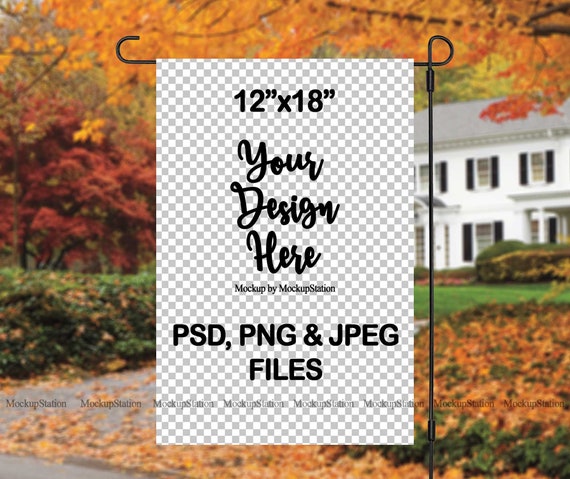 Fall Garden Flag Mockup Psd File Add Your Own Image And Etsy