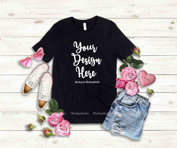 Black Blank Valentine S Day Women T Shirt Mock Up Etsy