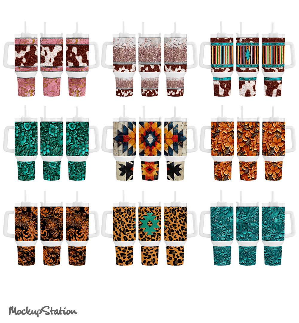 Western 40oz Quencher Tumbler Bundle Wrap PNG | Stanley Cup Sublimation ...