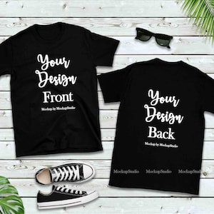 Black T-Shirt Mockup, Front & Back, Gildan 64000 (Digital Download)