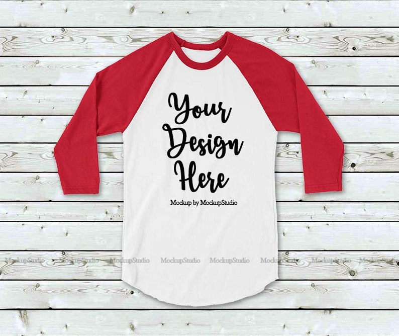 Download Red and White Raglan Mockup Baseball Shirt Mock Up Raglan ...