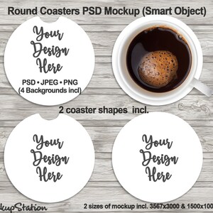 Round Cup Coaster Mockup PSD File, Add Your Own Image and Background