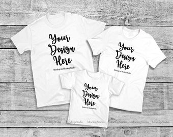 Family White T-Shirt Mockup, Unisex Flat Lay (Digital Download)