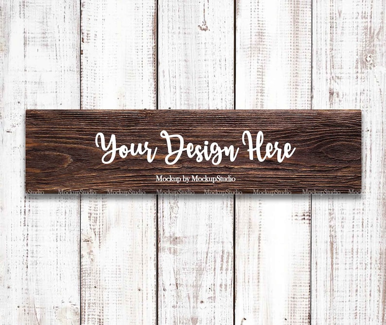 Download Farmhouse Wood Sign Mock Up Rustic Stencil Brown Wooden Sign | Etsy
