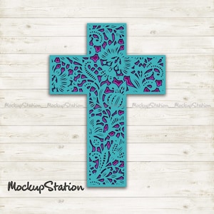 3D Layered Cross Mandala SVG, Christian Multi Layer DXF Cut File Digital Template Download
