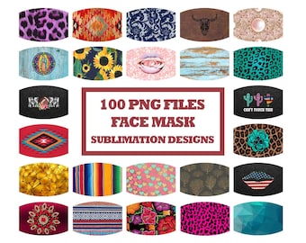 Pacote de designs de máscara facial, modelo de clipart PNG de sublimação de capa facial download digital