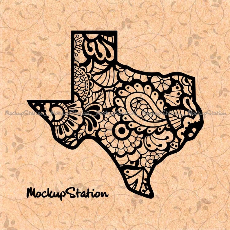 Download Texas Mandala SVG TX Floral Paisley PNG Zentangle Texas | Etsy