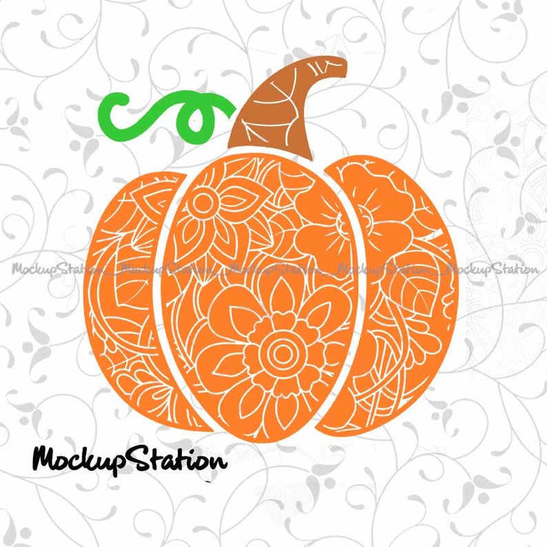 Download Fall Pumpkin Floral Mandala svg Zentangle Doodle Boho ...