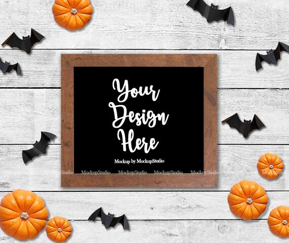 Halloween Black Sign Mockup Fall Farm Wood Sign Mock Up Etsy