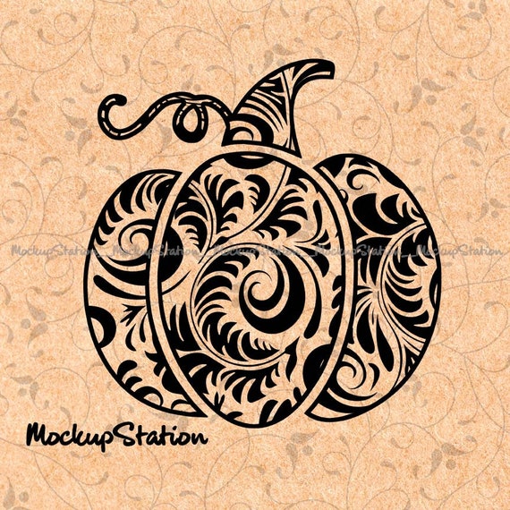Download Pumpkin Floral Mandala Svg Zentangle Doodle Boho Fall Decor Etsy