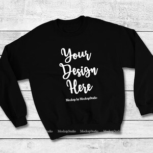 Schwarzes Sweatshirt Mockup, Gildan 18000, Unisex Flat Lay (Digitaler Download)
