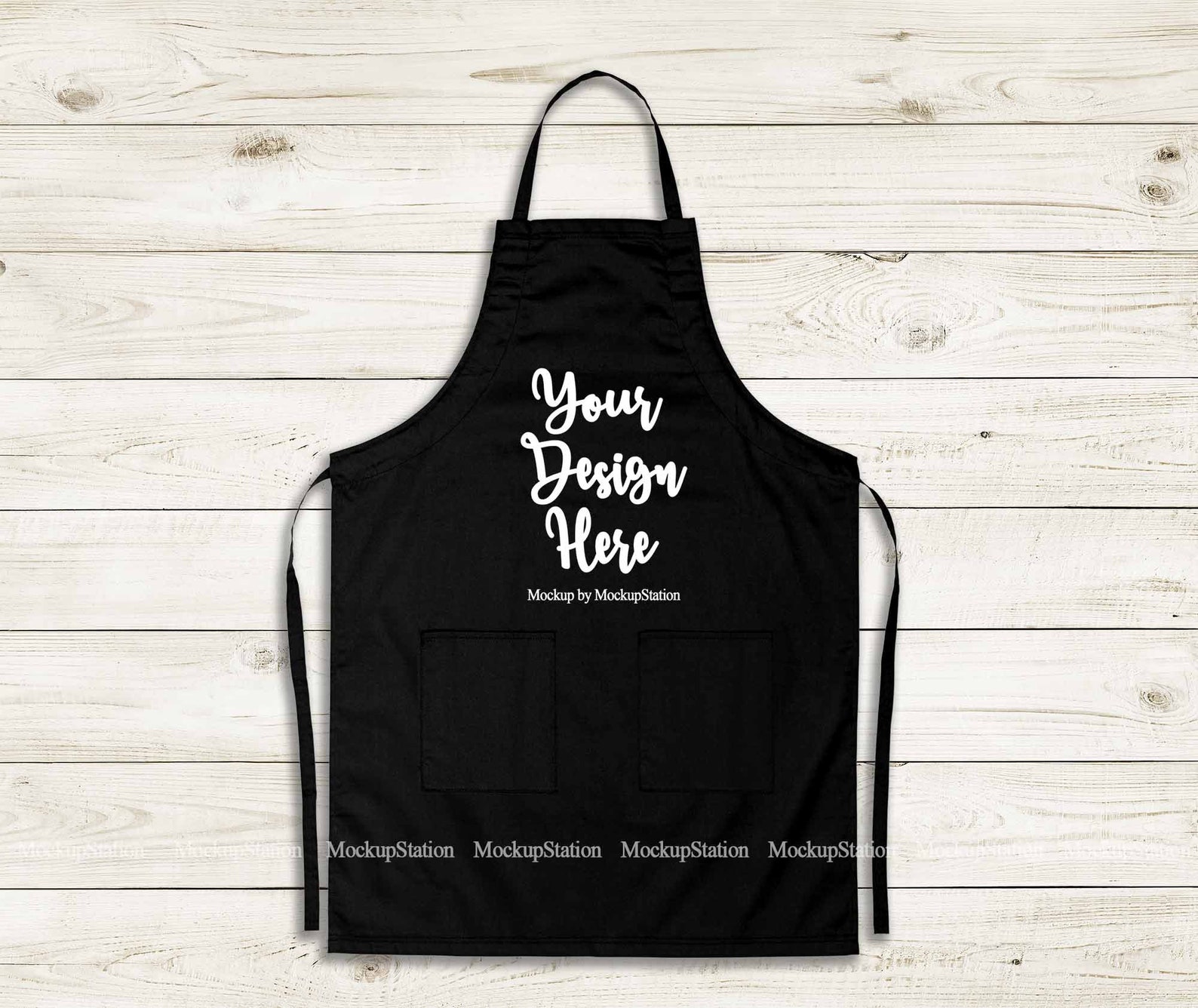 Black Apron Mockup Blank Apron With Two Pockets Template Mock Etsy