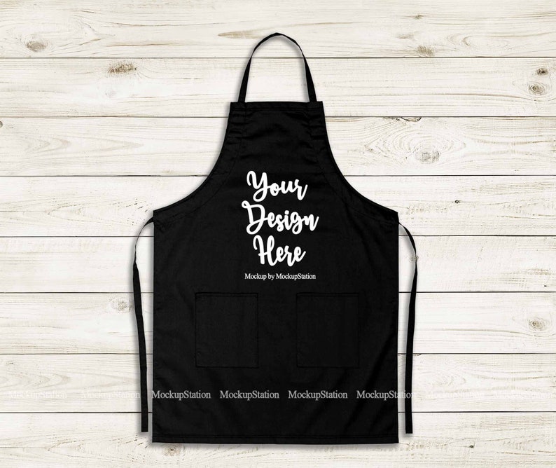Black Apron Mockup Blank Apron With Two Pockets Template