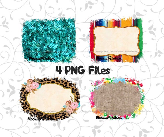Sublimation Frame Background Design PNG Bundle Serape Cheetah | Etsy