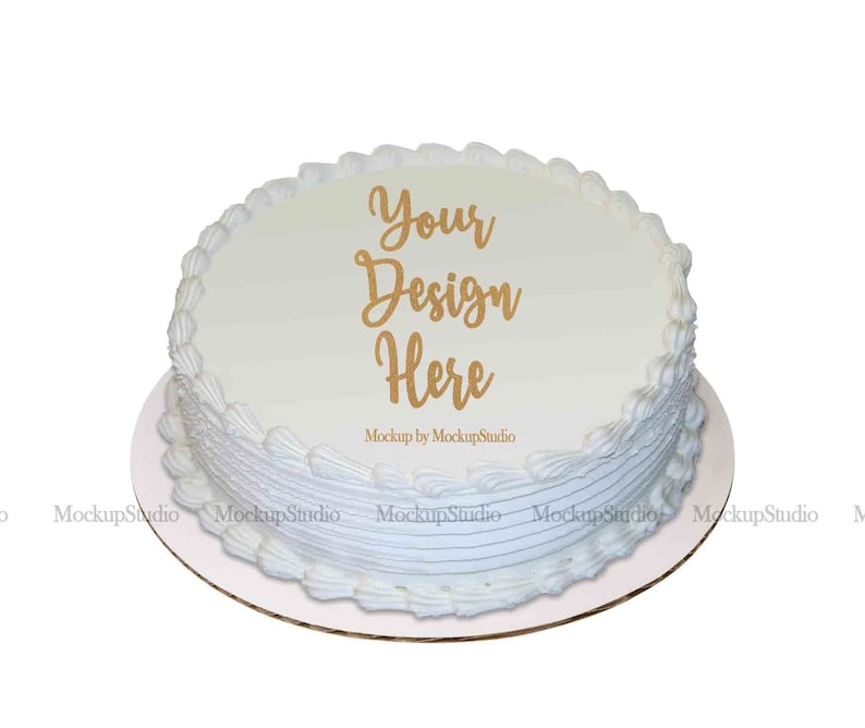 Round Cake Mockup Edible Cake Print Mock Up White Birthday