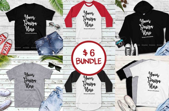 Tshirt Mockup Bundle 6 Unisex Shirt Mock Up Bundle Basic Etsy
