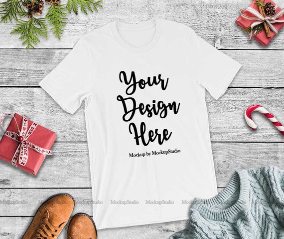Download Bella Canvas 3001 White Christmas Tshirt Mockup Blank Winter | Etsy