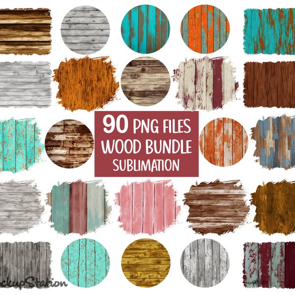 Wood Sublimation Background PNG Bundle, Wooden Tshirt Patches Clip Art, Scrapbooking Graphic Distressed Texture Download