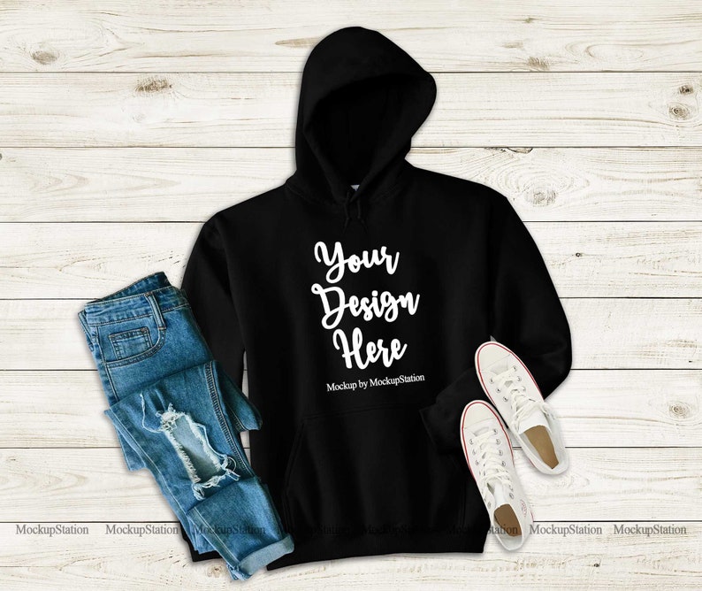 Download Hoodie Mockup Bundle Gildan 18500 Fall Hooded Sweatshirt 6 ...