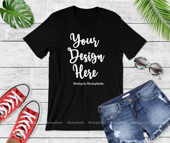 Bella Canvas 3001 Black Unisex Women T Shirt Mock Up Black Etsy