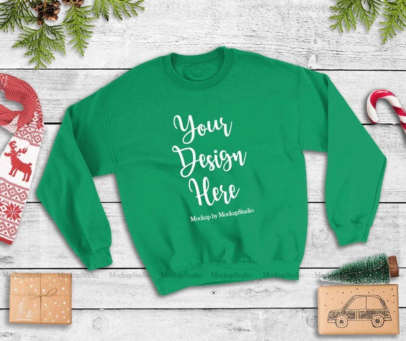 Irish Green Christmas Sweatshirt Mockup Unisex Women Youth Etsy