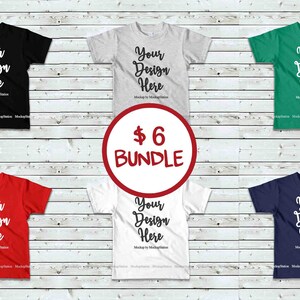 Kids Tshirt Mockup Bundle, Basic Toddler Shirt Mock Up Bundle, 6 Colors Children Tee Mock Up