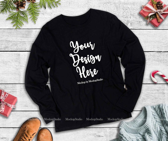 Next Level 3601 Black Christmas Longsleeve Shirt Mockup Etsy