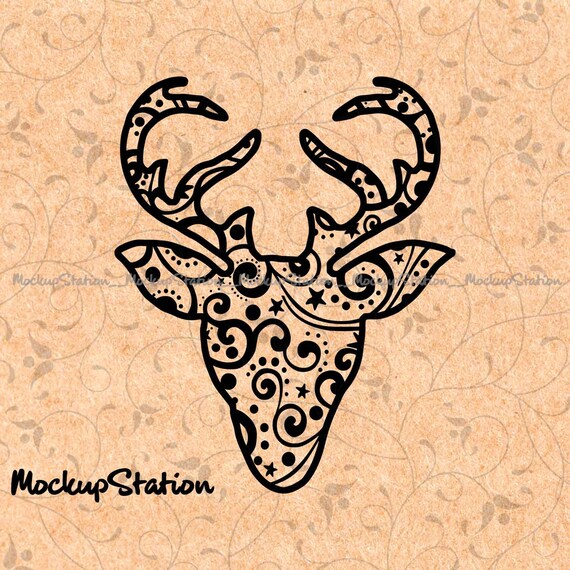 Download Deer Head Mandala Svg Reindeer Zentangle Boho Winter Christmas Etsy