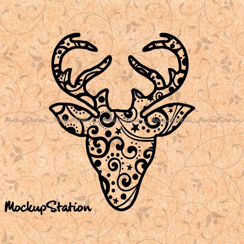 Download Deer Head Mandala svg Reindeer Zentangle Boho Winter Christmas | Etsy