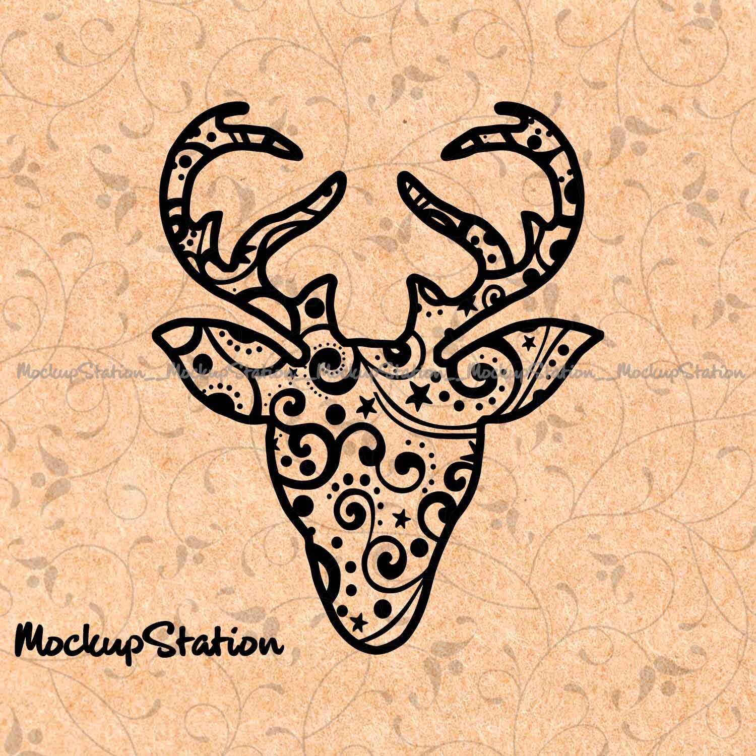 Download Deer Head Mandala svg Reindeer Zentangle Boho Winter ...