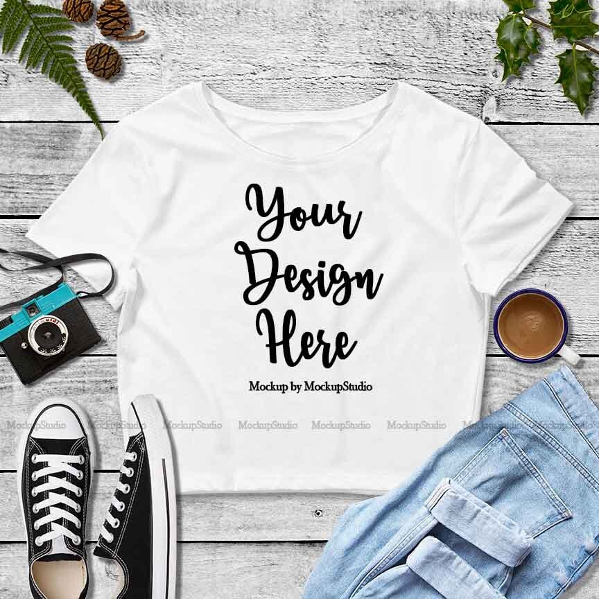 White Blank Crop Top Mockup Fall Bella Canvas Women Youth | Etsy
