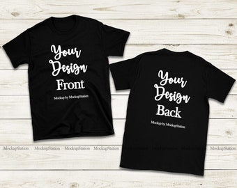 Maqueta de camiseta delantera y trasera, maqueta de camisa negra, exhibición de camiseta lateral doble para mujeres unisex