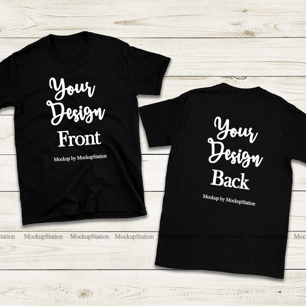 Vorder - Rücken Tshirt Mockup, Schwarzes Shirt Mock Up, Unisex Frauen Doppelseitig T-Display