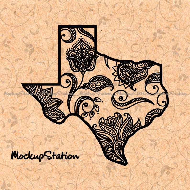 Download Texas State Floral Mandala Zentangle Boho SVG DXF Ai Eps ...