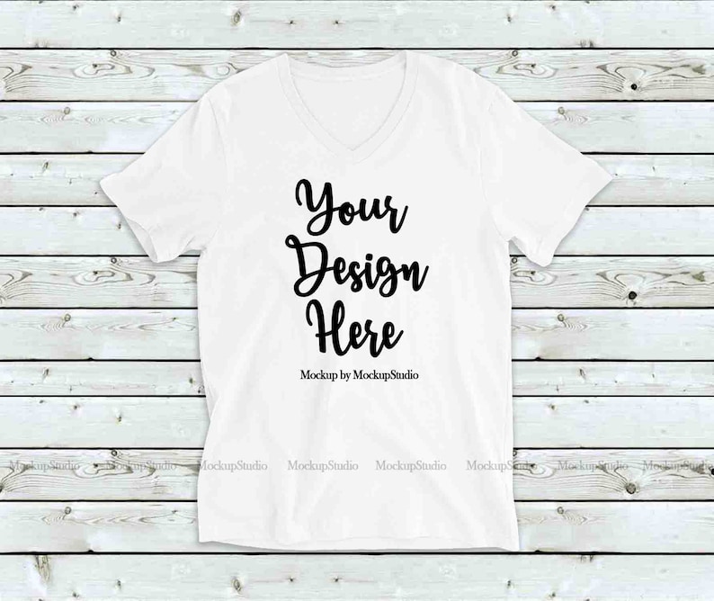 Download White Blank V-Neck Shirt Mockup Unisex Women T-Shirt Mock ...